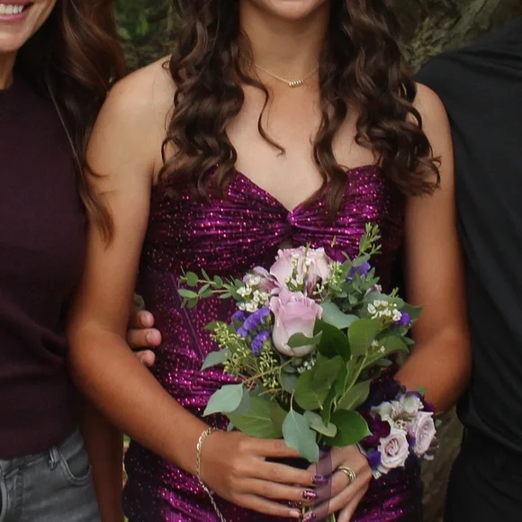 Sparkle Strapless hoco Dress in Deep Purple - Picture 6 of 6